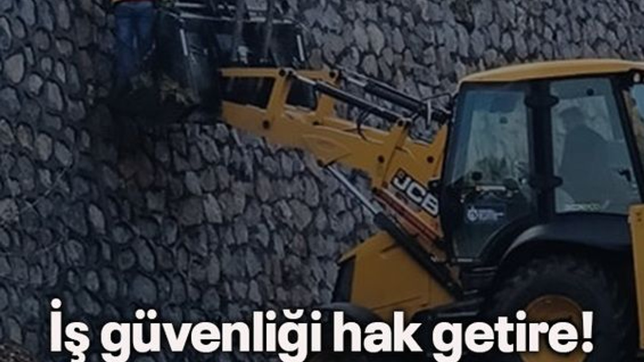 İş güvenliği hak getire! Kepçe üstünde çalıştılar